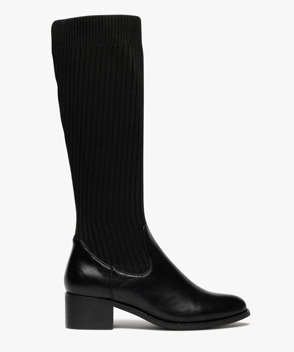 Bottes femme à talon moyen avec col chaussette à enfiler vue1 - GEMO (CASUAL) - GEMO