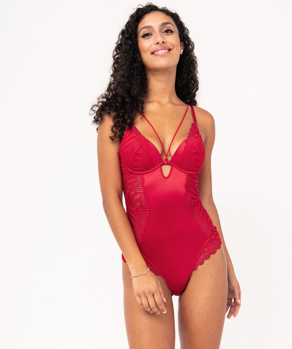 Body en dentelle et microfibre femme vue2 - GEMO(HOMWR FEM) - GEMO