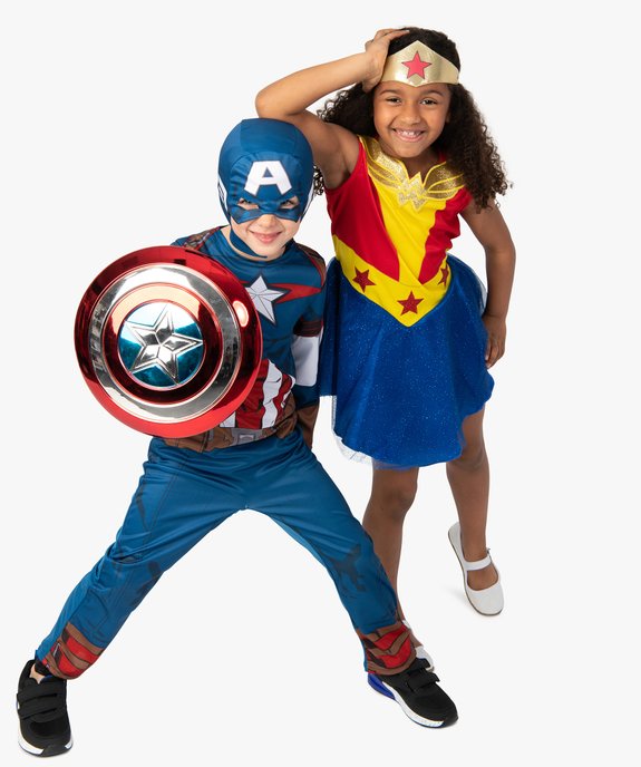 Déguisement enfant Captain America - Marvel (2 pièces : costume + cagoule masque) vue5 - MARVEL - GEMO