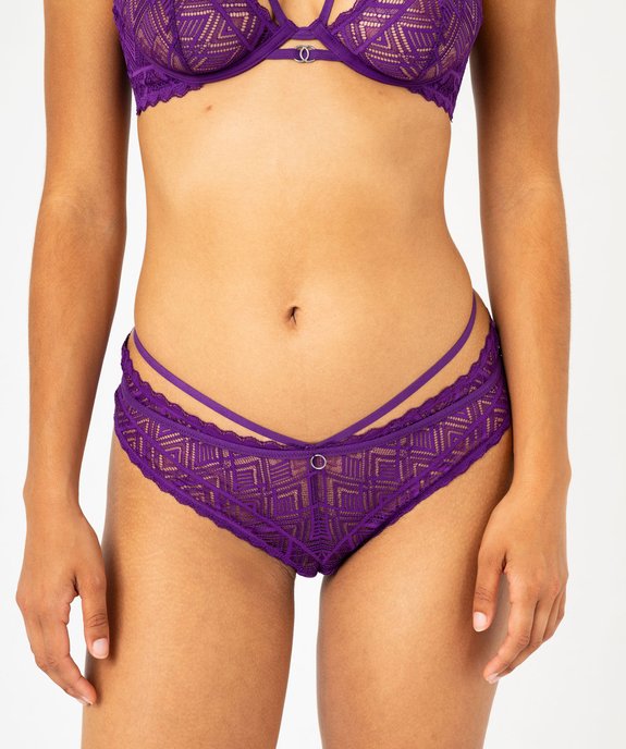 Shorty en dentelle graphique à brides élastiques femme vue1 - GEMO(HOMWR FEM) - GEMO