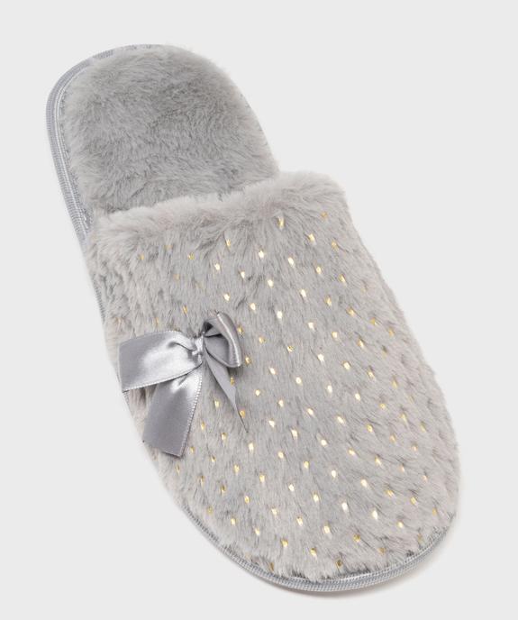 Chaussons mules en fourrure imitation à pois dorés femme vue5 - GEMO 4G FEMME - GEMO