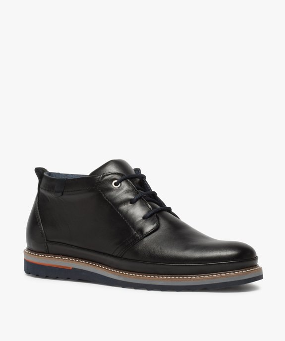 Boots homme lacés en cuir souple et semelle sport vue2 - GEMO(URBAIN) - GEMO