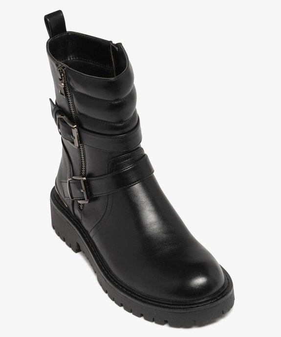 Boots femme mid-cut à col matelassé avec zip et brides fantaisie vue5 - 5 MILES - GEMO