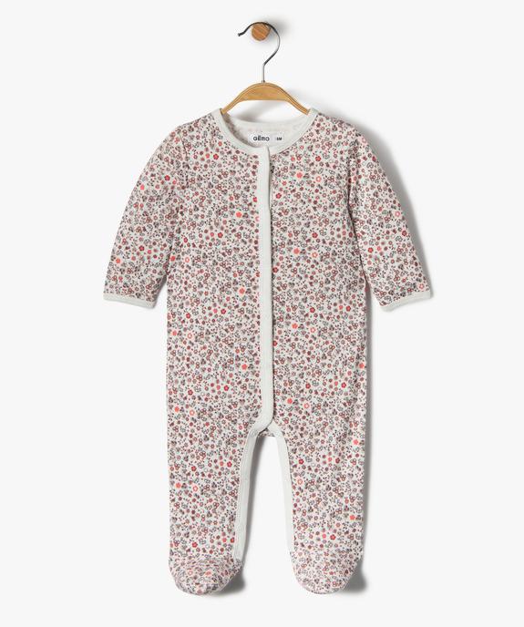 Pyjama bébé en jersey de coton fleuri et ouverture ventrale vue1 - GEMO(BB COUCHE) - GEMO