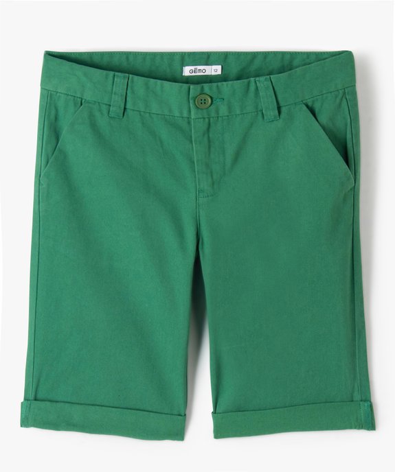 Bermuda coupe chino regular en toile de coton garçon vue1 - GEMO 4G GARCON - GEMO