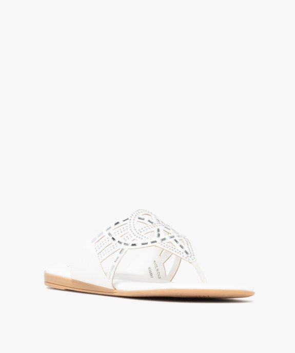 Mules femme à bride entre-doigts fantaisie avec bijoux vue2 - GEMO (CASUAL) - GEMO
