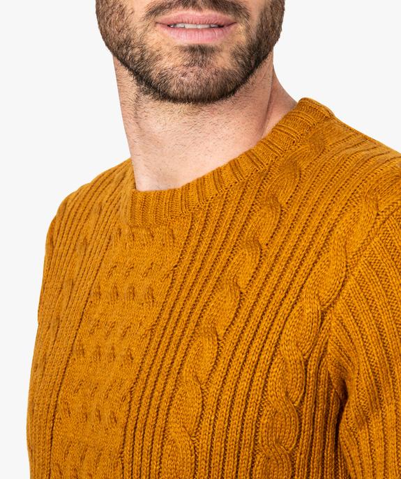 Pull homme à torsades en polyester recyclé vue2 - GEMO (HOMME) - GEMO