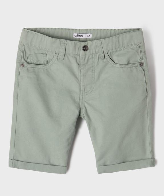 Bermuda regular en twill de coton à revers garçon vue1 - GEMO 4G GARCON - GEMO