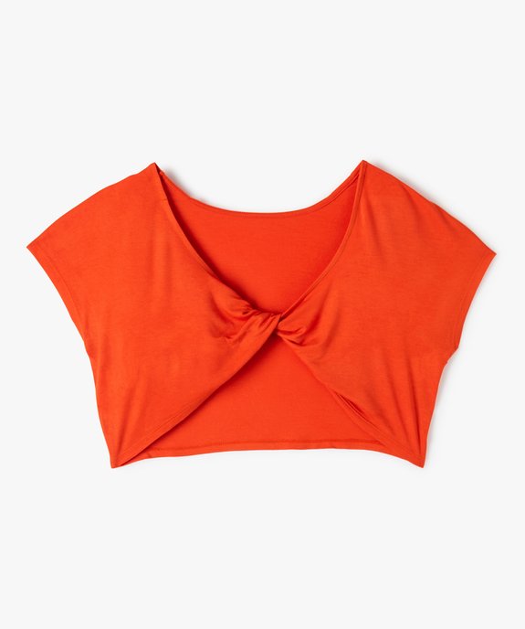 Tee-shirt fille crop top à dos ouvert vue3 - GEMO (JUNIOR) - GEMO