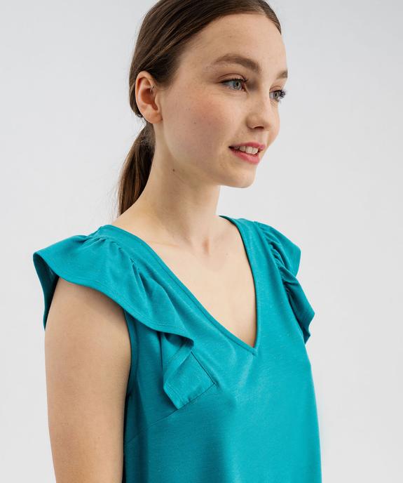 Tee-shirt sans manches pailleté et volanté femme vue2 - GEMO(FEMME PAP) - GEMO