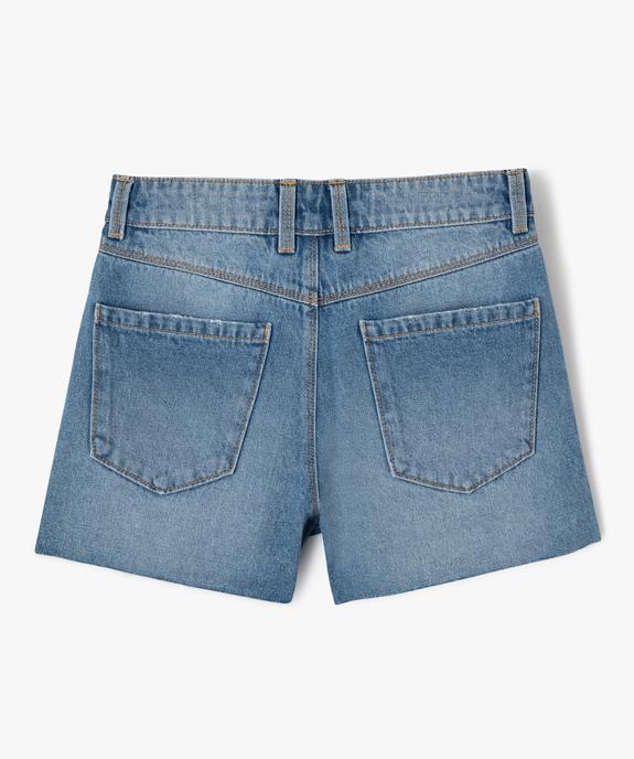 Short en jean délavé avec finitions sans coutures fille vue3 - GEMO 4G FILLE - GEMO