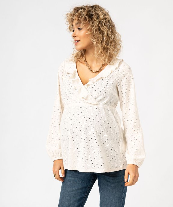 Blouse de grossesse en maille texturée et ajourée vue1 - GEMO 4G MATERN - GEMO