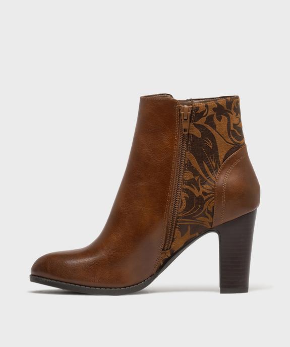 Bottines à talon avec zip décoratif femme - Emilia Rosa vue3 - EMILIA ROSA - GEMO
