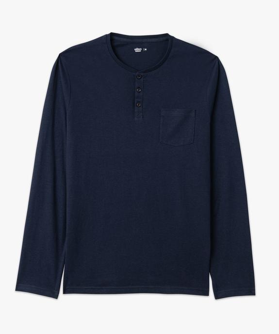 Tee-shirt à manches longues et col tunisien avec poche poitrine homme vue4 - GEMO 4G HOMME - GEMO