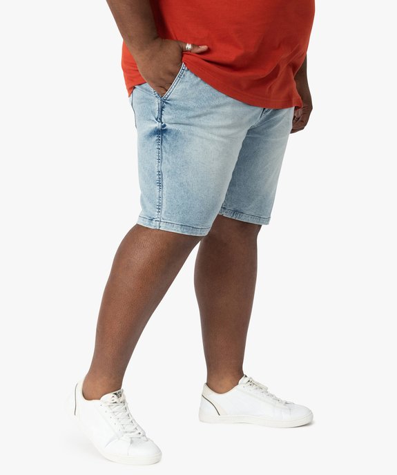 Bermuda homme grande taille en jean stretch délavé vue1 - GEMO (G TAILLE) - GEMO