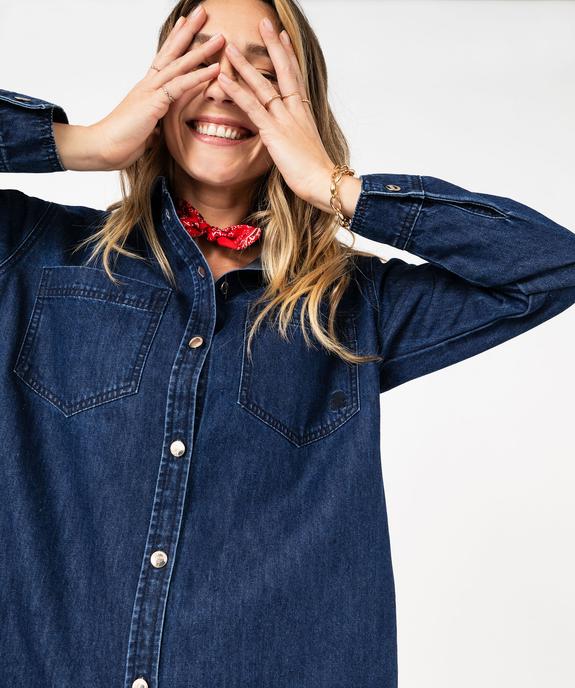Robe chemise en jean à manches longues femme - LuluCastagnette vue2 - LULU CASTAGNETT - GEMO