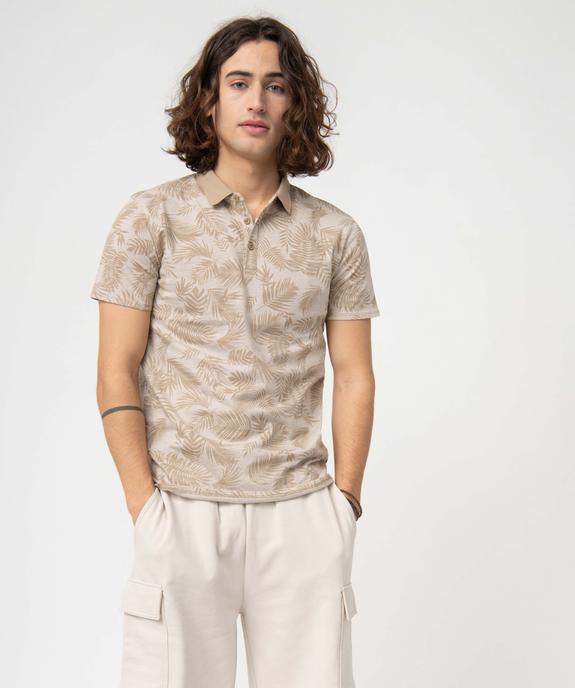 Polo homme à manches courtes et imprimé feuillages vue1 - GEMO (HOMME) - GEMO