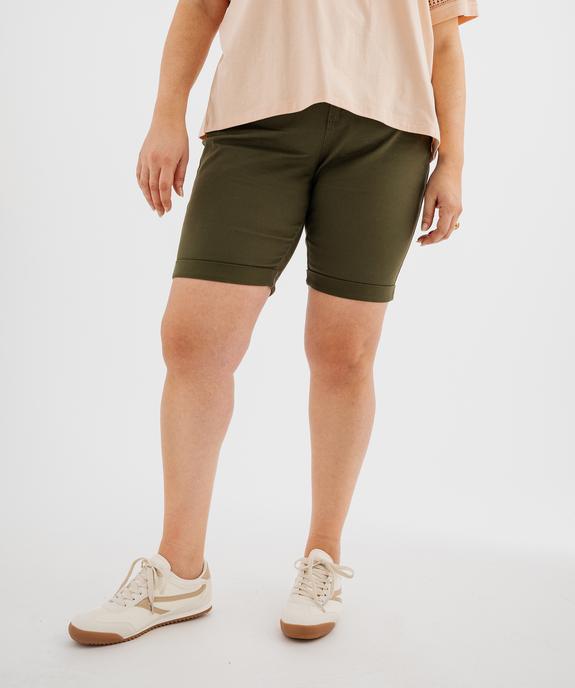 Bermuda à revers en coton stretch femme grande taille vue4 - GEMO (G TAILLE) - GEMO