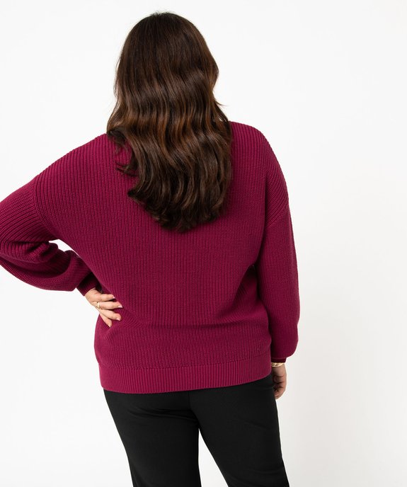 Pull grosse maille avec décolleté V en dentelle femme grande taille vue3 - GEMO (G TAILLE) - GEMO