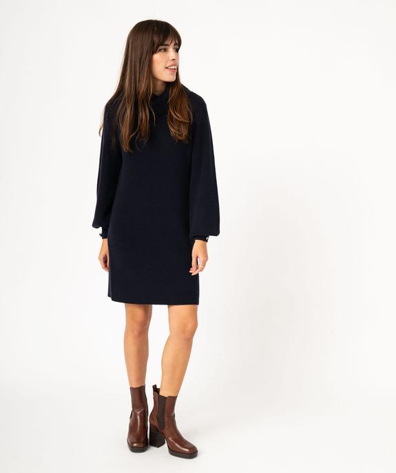 Robe pull à grand col en maille côtelée femme vue2 - GEMO 4G FEMME - GEMO