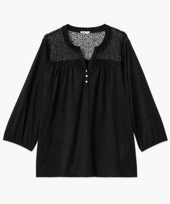 Tee-shirt droit manches 3/4 à col boutonné femme grande taille vue4 - GEMO 4G GT - GEMO