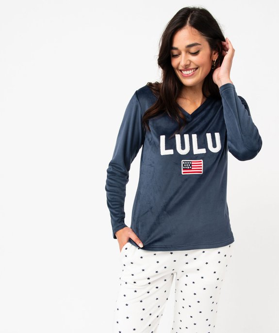Pyjama en velours femme - LuluCastagnette vue2 - LULUCASTAGNETTE - GEMO