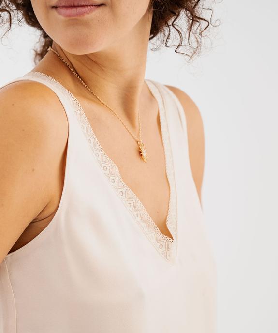 Haut de pyjama en satin avec finitions dentelle femme vue2 - GEMO 4G FEMME - GEMO