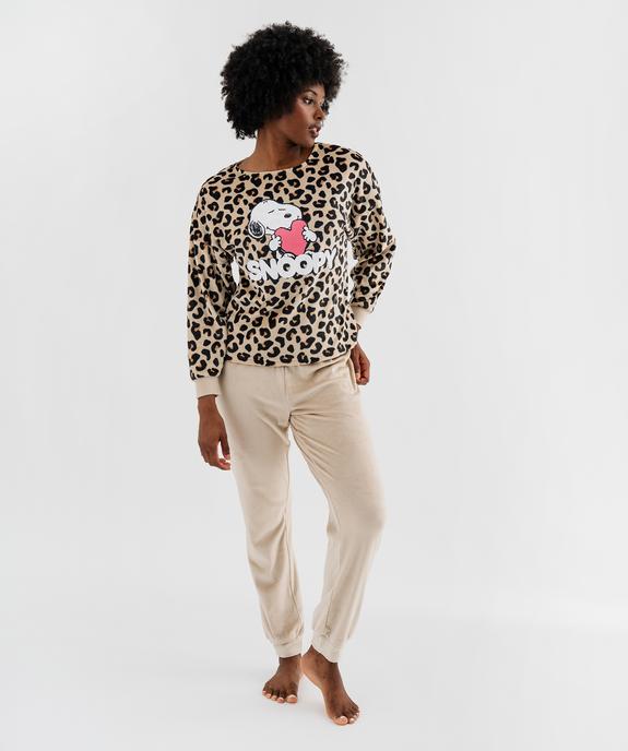 Pyjama en velours imprimé léopard à motif Snoopy femme - Peanuts vue1 - SNOOPY - GEMO