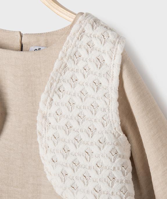 Ensemble 2 pièces robe manches longues et gilet sans manches bébé fille vue2 - GEMO(BEBE DEBT) - GEMO