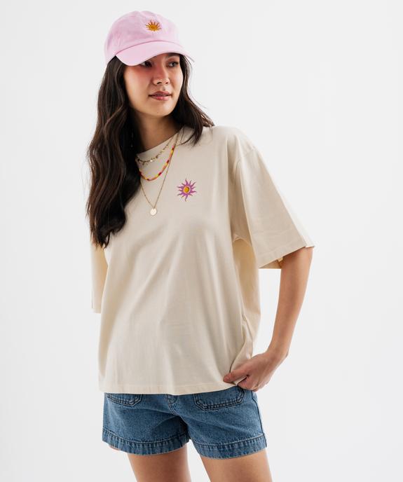 Tee-shirt manches courtes à motif brodé devant et dos vue1 - GEMO(FEMME PAP) - GEMO