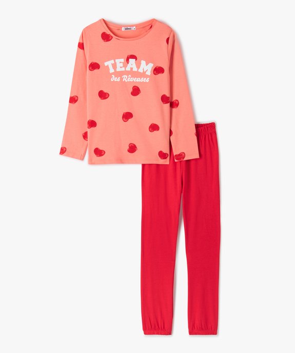 Pyjama fille en jersey motif cœurs vue1 - GEMO (ENFANT) - GEMO
