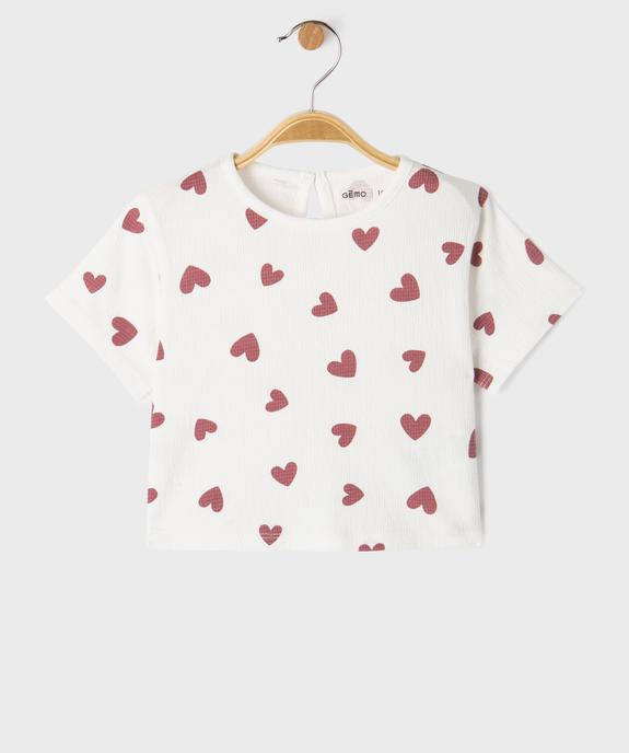 Tee-shirt manches courtes en maille texturée bébé fille vue1 - GEMO 4G BEBE - GEMO