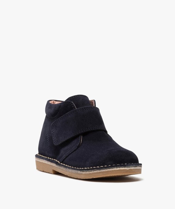 Boots enfant unis en cuir à fermeture scratch vue2 - GEMO (ENFANT) - GEMO