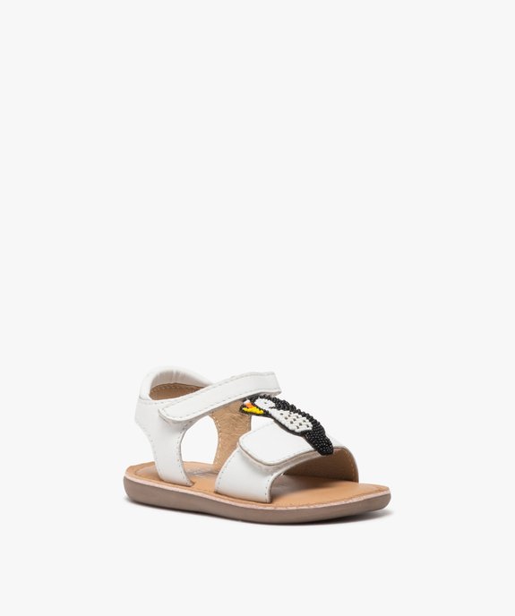 Sandales bébé fille en cuir avec brides scratch et animal en perles fantaisie - MOD8 vue2 - MOD8 - GEMO