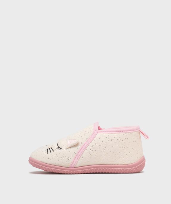 Chaussons en velours à paillettes et tête de chat brodée fille vue3 - GEMO 4G FILLE - GEMO