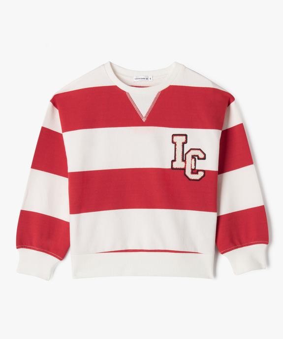 Sweat rayé avec motif en maille bouclette garçon - LuluCastagnette vue2 - LULU CASTAGNETTE GEMO FOR GOOD - GEMO