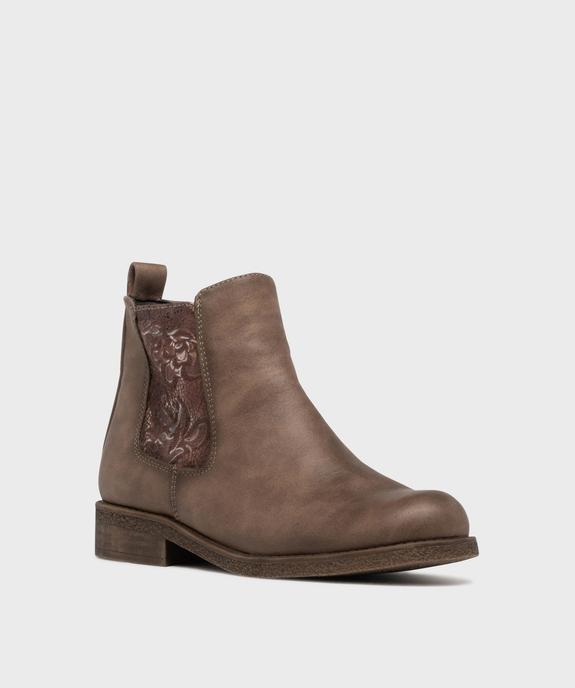 Boots avec empiècement fleuri avec doublure chaude femme - Emilia Rosa vue2 - EMILIA ROSA - GEMO