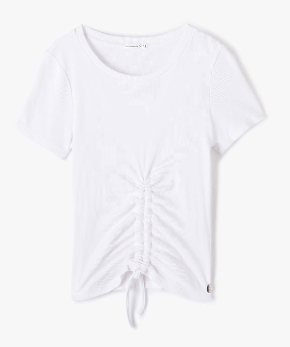 Tee-shirt fille à manches courtes en maille côtelée - LuluCastagnette vue1 - LULUCASTAGNETTE - GEMO