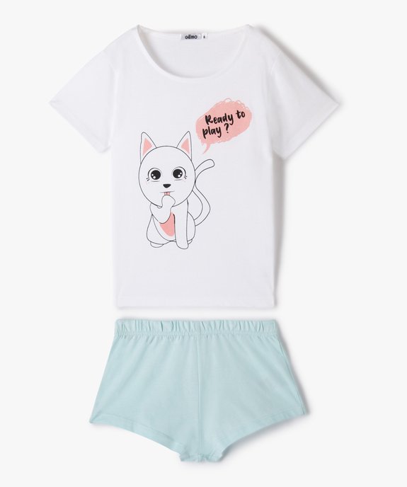 Pyjashort fille imprimé chat vue1 - GEMO (ENFANT) - GEMO