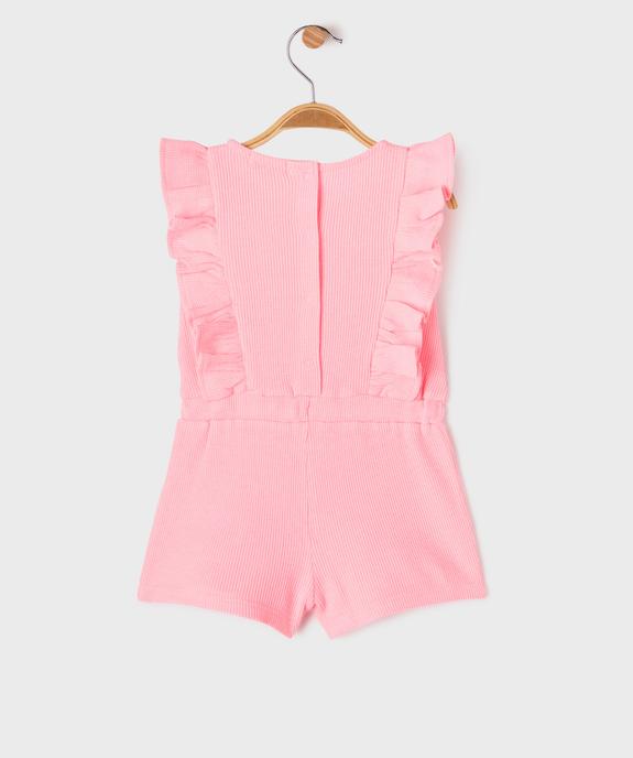 Combishort en maille nid d’abeille bébé fille vue3 - GEMO(BEBE DEBT) - GEMO
