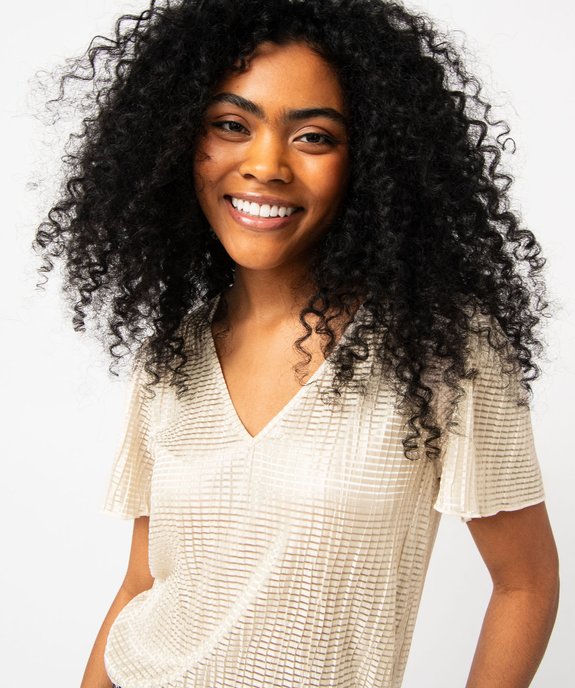 Blouse manches courtes col V brillante femme vue2 - GEMO(FEMME PAP) - GEMO