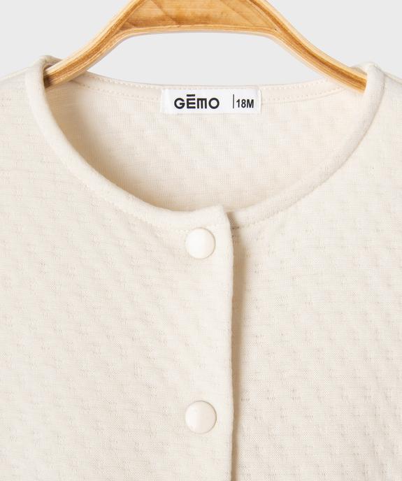 Sweat à boutons pression en maille fantaisie bébé fille vue2 - GEMO(BEBE DEBT) - GEMO