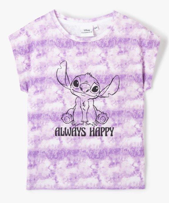 Tee-shirt fille loose tie-and-dye imprimé Stitch - Lilo & Stitch Disney vue2 - LILO & STITCH - GEMO