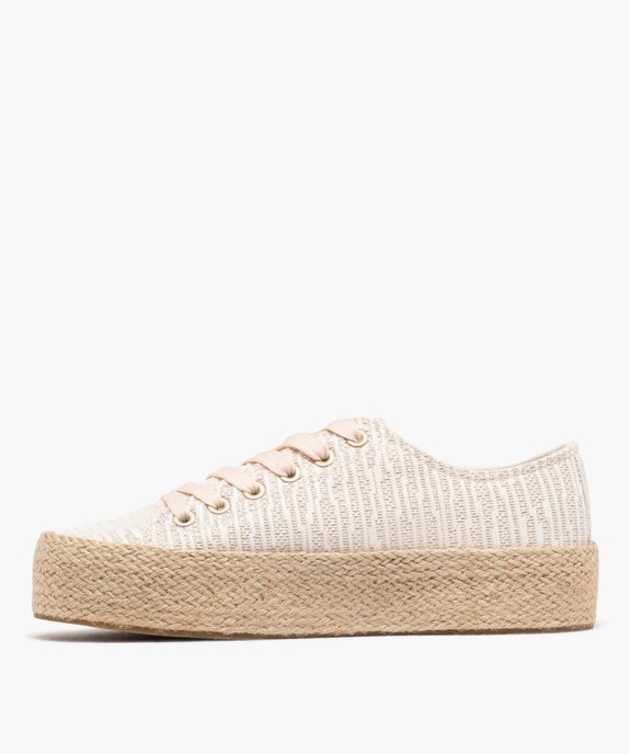 Baskets en toile pailletées avec semelle plateforme en corde femme vue4 - FOLLOW ME G4G - GEMO