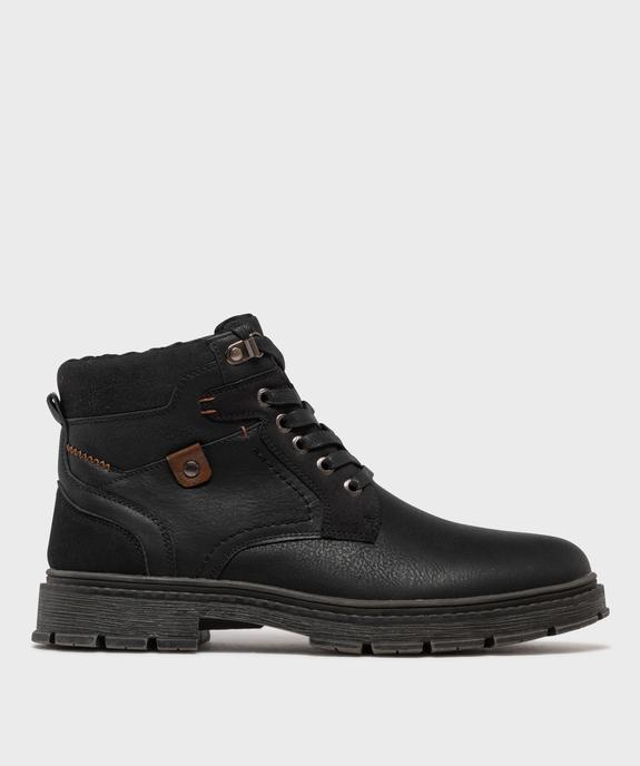 Boots fourrées à lacets, zip et épaisse semelle crantée homme vue2 - MARIO BALDANO - GEMO