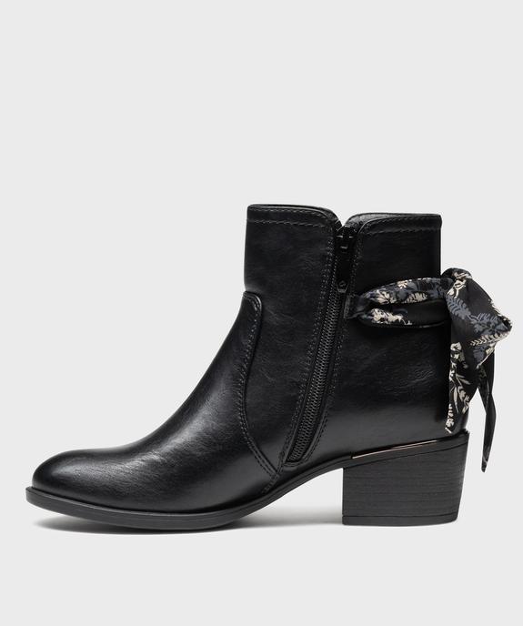 Boots à talon cubain et foulard noué femme - EMILIA ROSA Boots à talon cubain et foulard noué femme vue3 - EMILIA ROSA - GEMO