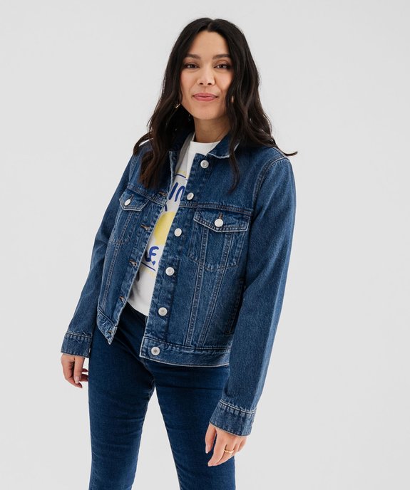 Veste en jean classique femme vue4 - GEMO 4G FEMME - GEMO