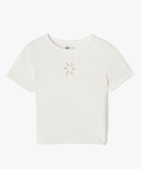 Tee-shirt court à manches courtes avec motif ajouré fille vue5 - GEMO 4G FILLE - GEMO