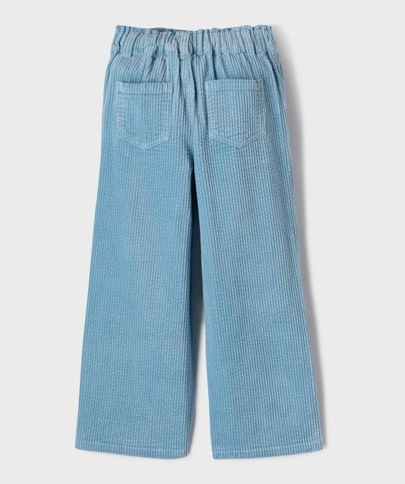 Pantalon large en velours côtelée à taille élastique réglable fille vue3 - GEMO (ENFANT) - GEMO