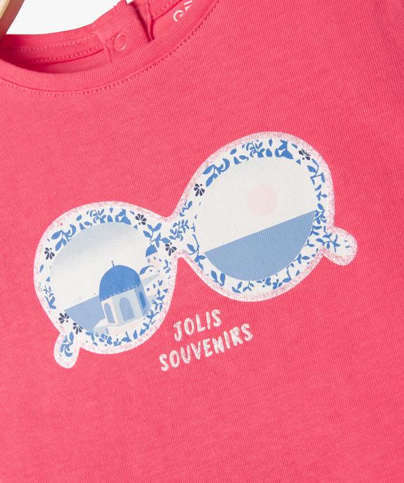 Tee-shirt à manches courtes à motif estival bébé fille vue2 - GEMO 4G BEBE - GEMO